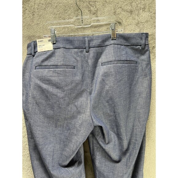 New Express Women's 14 Blue Columnist Barely Boot Mid Rise Stretch Pants Slacks - Picture 5 of 6